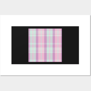 Pastel Aesthetic Aillith 2 Hand Drawn Textured Plaid Pattern Posters and Art